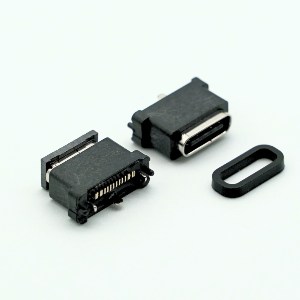 TYPEC 16PIN立式单排贴片 高度7.85MM SMT 带防水圈